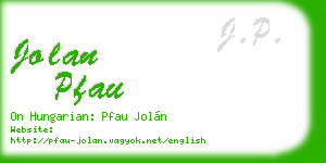 jolan pfau business card